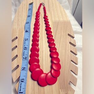 *3 for $20* Jewelry Set—Red Disk Necklace, Painted Bracelet, Two Pair Earrings.